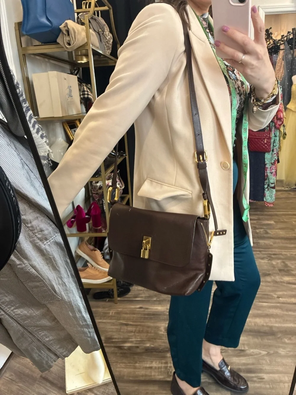 Marc Jacob’s paradise Baxter Brown Leather Shoulder Bag Gold Hardware